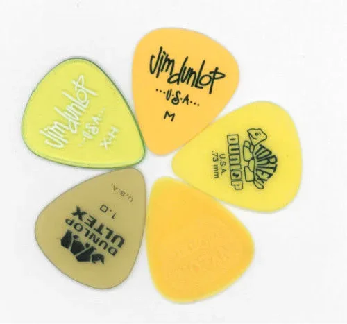 10 x Jim Dunlop MIXED YELLOW Guitar Picks / Plectrums Tortex Ultex