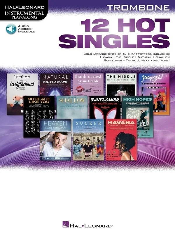 12 Hot Singles For Trombone Book/Online Audio