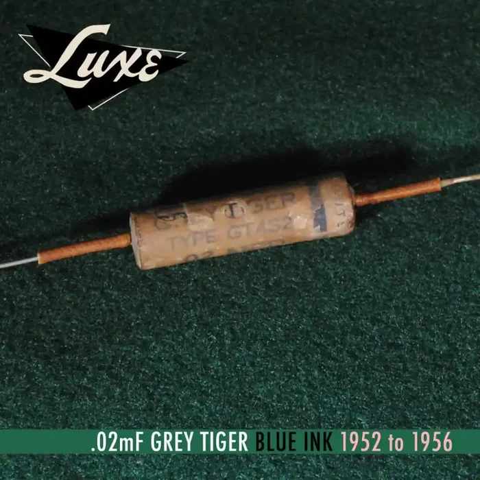 1952-1956 Grey Tiger Single Wax Impregnated .02mF Capacitor (Blue Ink)