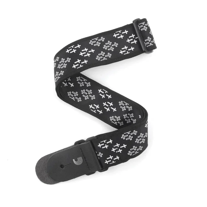 2 Inch Guitar Strap, Cross Print – Black & White, by D’Addario