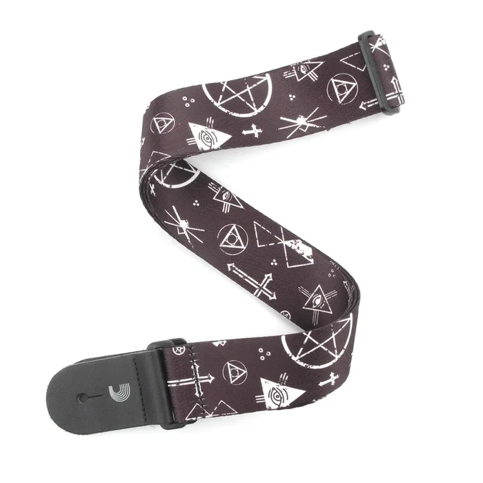 2 Inch Woven Guitar Strap, Mixed Symbols – Black & White, by D’Addario