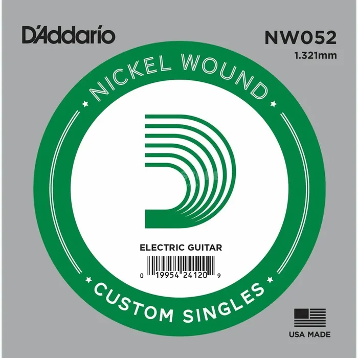 2 x D’Addario NW052 Single Nickel Wound .052 Electric Guitar Strings, String