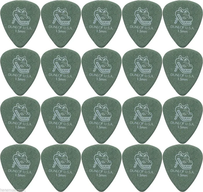 20 x Dunlop Gator Grip Green 1.50mm Guitar Picks USA Bulk Pack