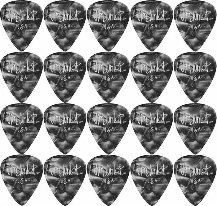 20 x Jim Dunlop Genuine Celluloid Black Pearloid Medium Gauge Guitar Picks *NEW*