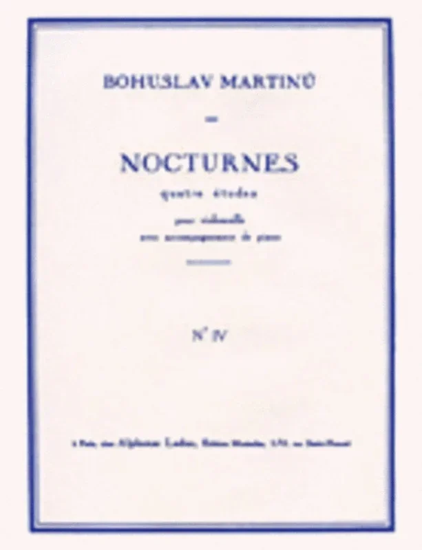 4 Nocturnes No 4 H189 Cello And Piano (Softcover Book)