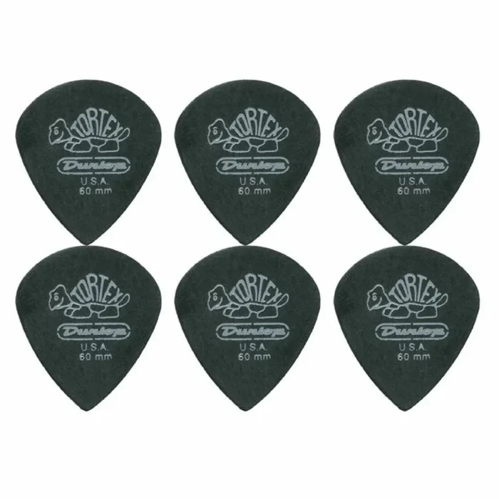 6 x Jim Dunlop Tortex Jazz 3 Pitch Black .60mm Guitar Picks III Free Post