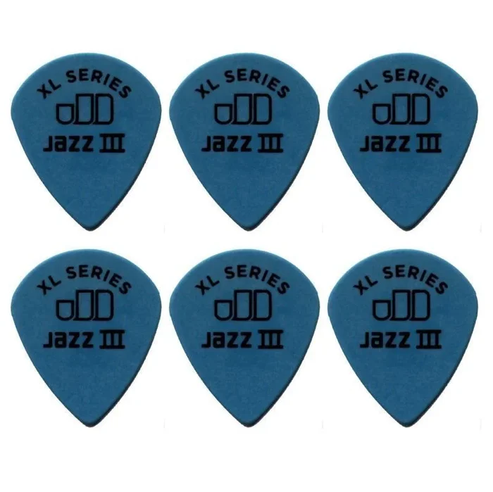 6 x Jim Dunlop Tortex Jazz 3 XL Blue 1.00mm Guitar Picks 498R Free Post