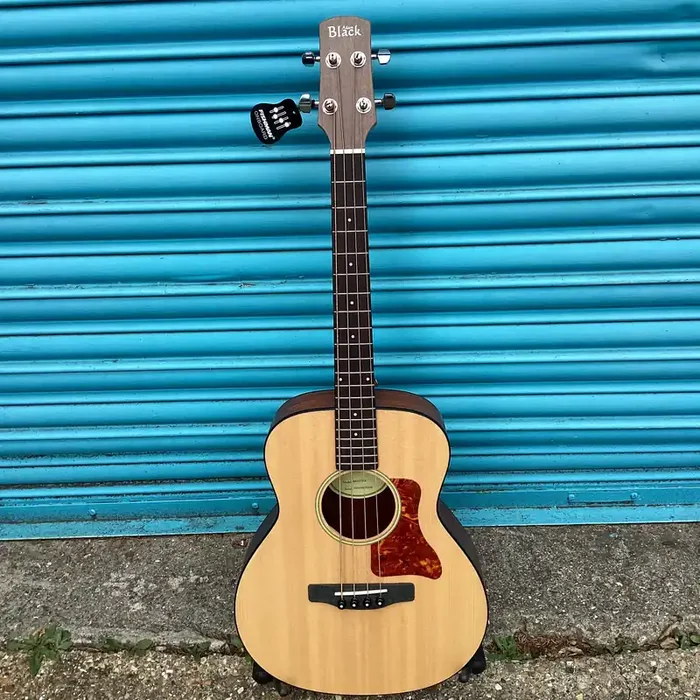 Adam Black 0-2E Electro Acoustic Travel Bass Guitar with Padded Gig Bag