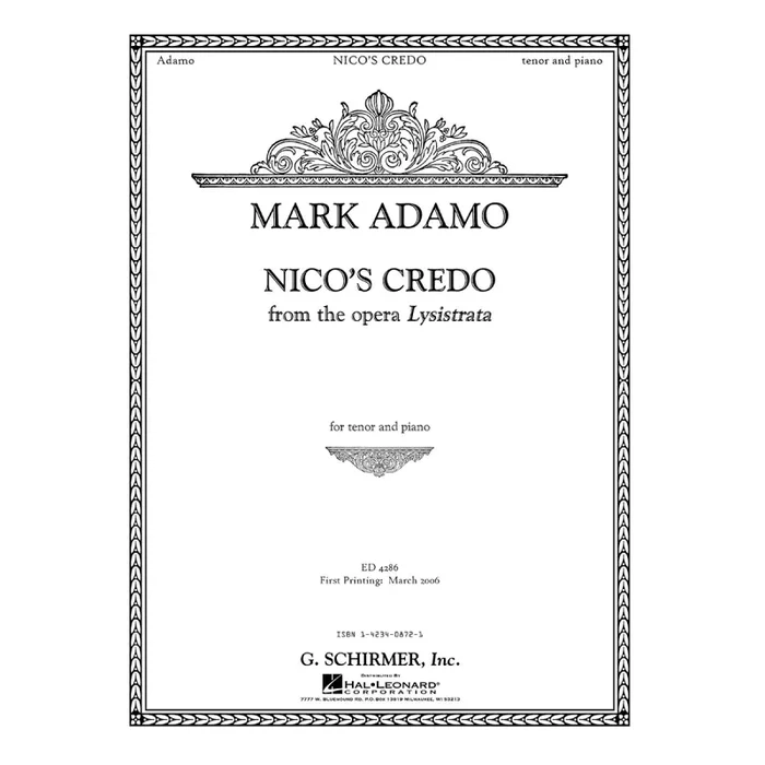 Adamo, Mark – Nico’s Credo from Lysistrata