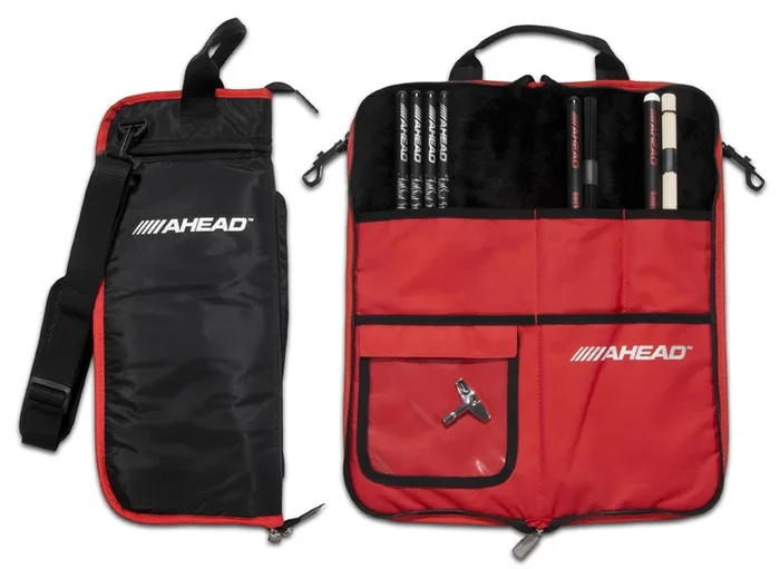 Ahead Deluxe Stick Case (Black With Red Trim Red Interior Plush Interior)