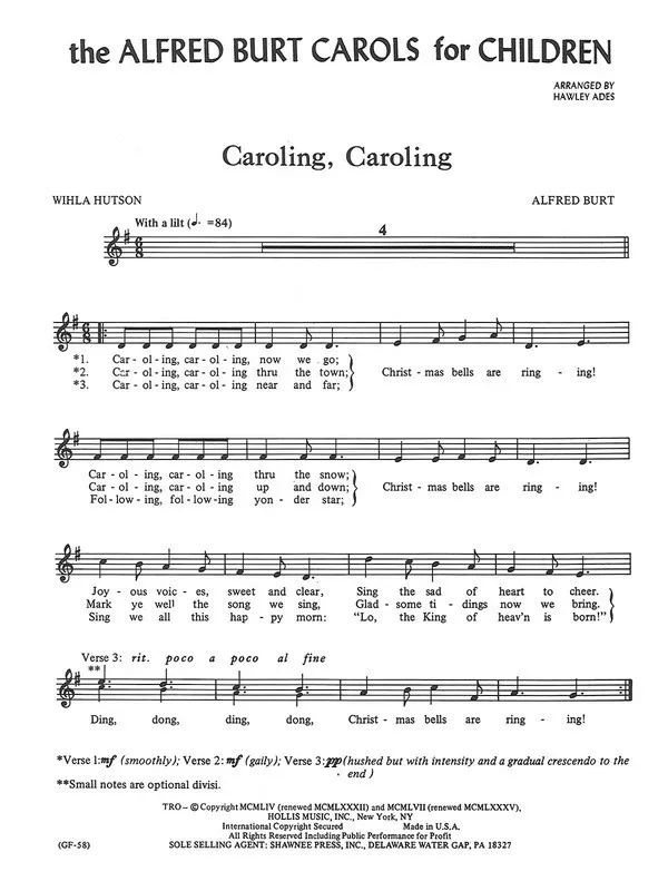 Alfred Burt Carols For Children Coll Choral Part Book
