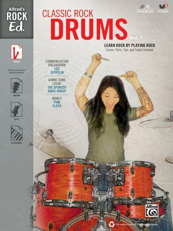 Alfreds Rock Ed Classic Rock Drums Vol 1 Book/CDrom