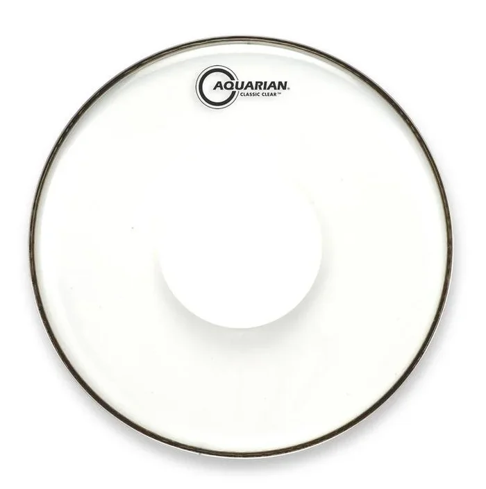 Aquarian 16″ Classic Clear 10mil Single Ply Bass Drumhead with Power Dot