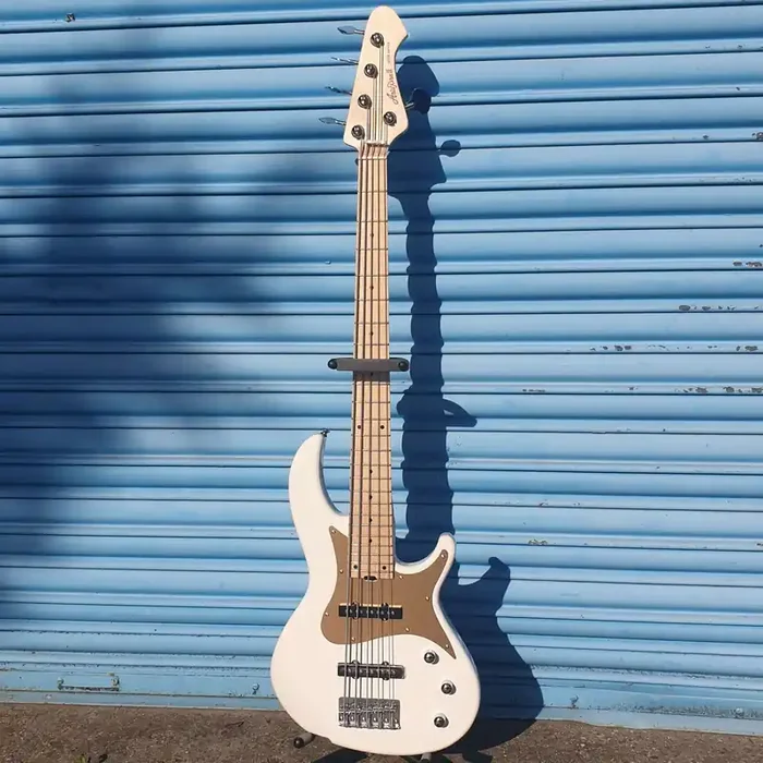 Aria – RSB 618/5 BK 5 String Electric Bass in White