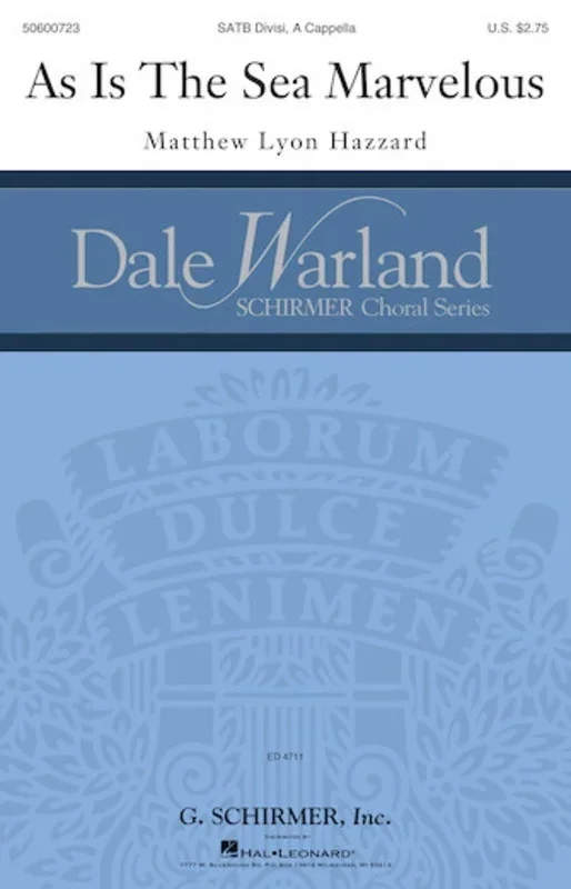 As Is The Sea Marvelous SATB Divisi A Cappella