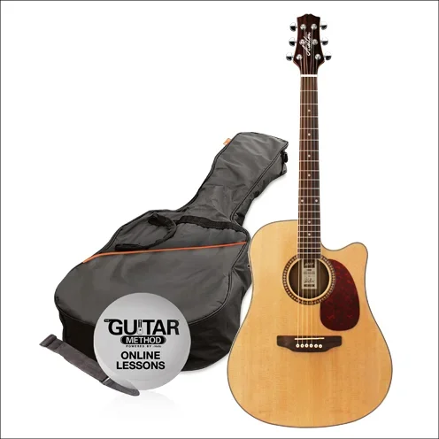 Ashton ACOUSTIC/ELEC Guitar Pack W/C-Ay Natural Matt D25