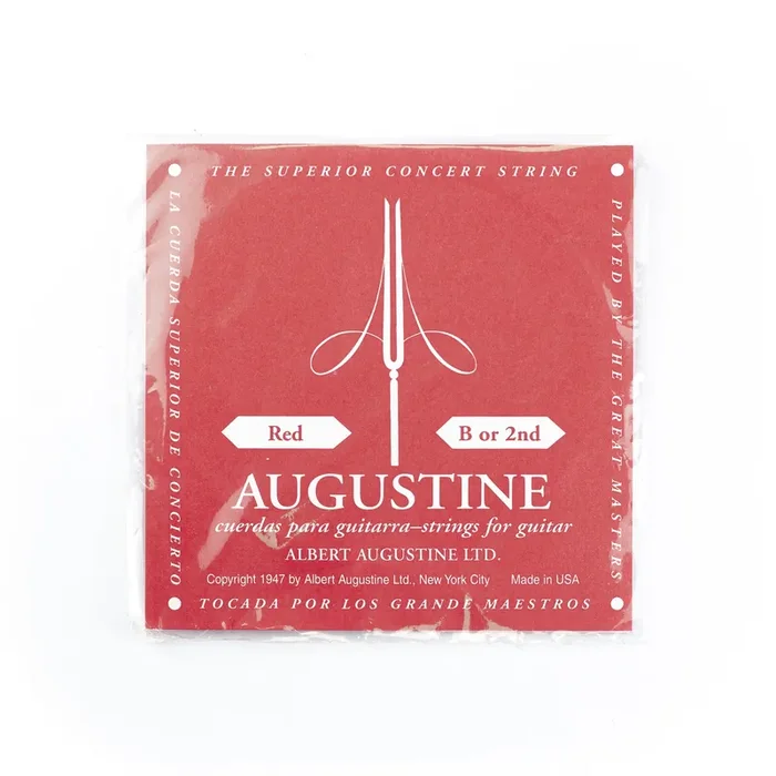 Augustine Classic Red Clear Nylon B-2nd (.032″) Classical Guitar Single String, Normal Tension