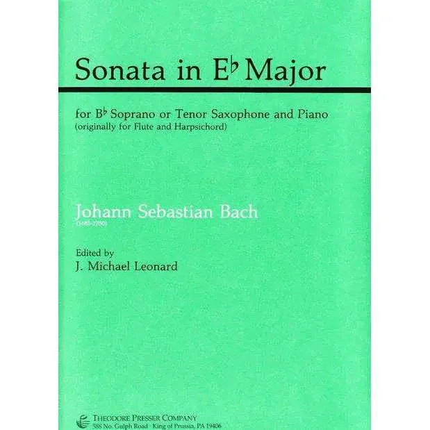 Bach Sonata in Eb Major (for Bb Soprano or Tenor Saxophone and Piano)