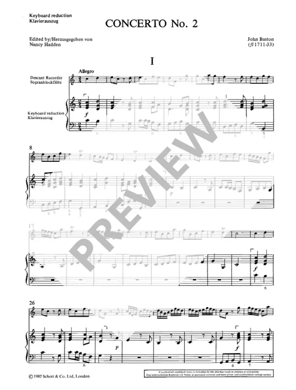 Baston Concerto No. 2 for Descant Recorder and Strings
