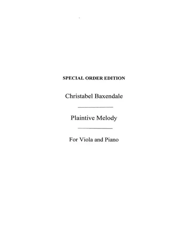 Baxendale Plaintive Melody Vla/Piano(Arc) Book
