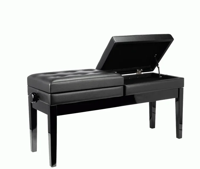 Beale BPB990 Dual Adjustable Duet Piano Bench Black w/ Storage