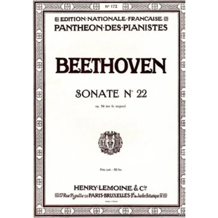 Beethoven, Ludwig van – Sonate n°22 en fa maj. Op.54