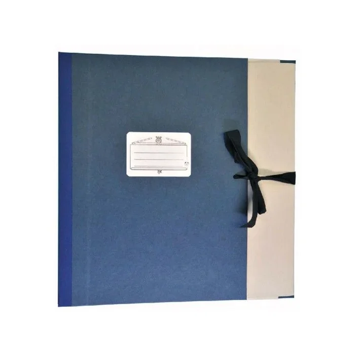 Blue orchestral folder with a closing strap