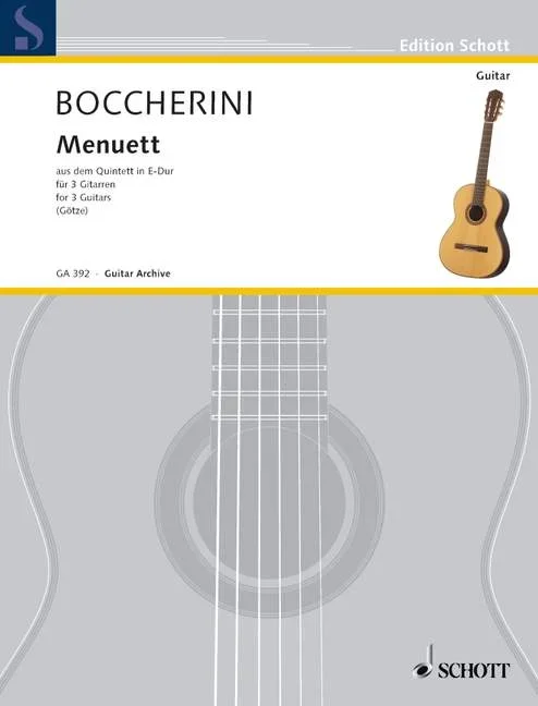 Boccherini, Luigi : Boccherini, Luigi : Menuet A major, aus dem Streichquintett Nr. 11, E-Dur – 3 guitars – Schott Digit