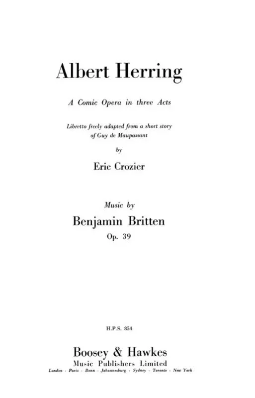 Britten – Albert Herring Op 39 Study Score Book