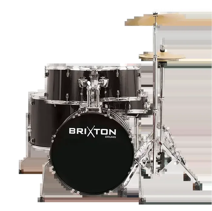 Brixton 20 Inch FUSN Package 5-Piece Drum Kit with Cymbals and Stool – Black