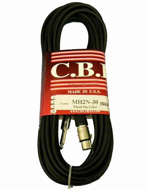 C.B.I. Cables Artist MH2 Series 30ft Microphone Cable XLR-QTR