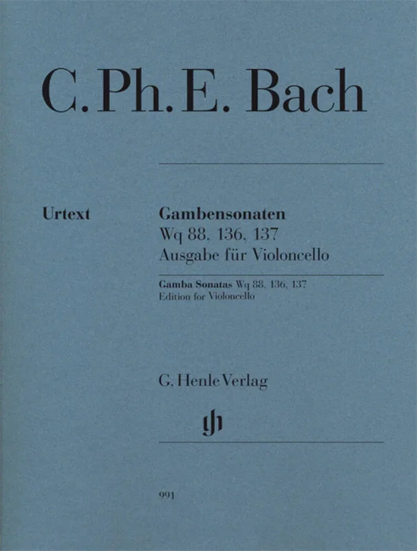 C.P.E. Bach: Gamba Sonatas, Wq. 88, 136, 137 (version for cello)