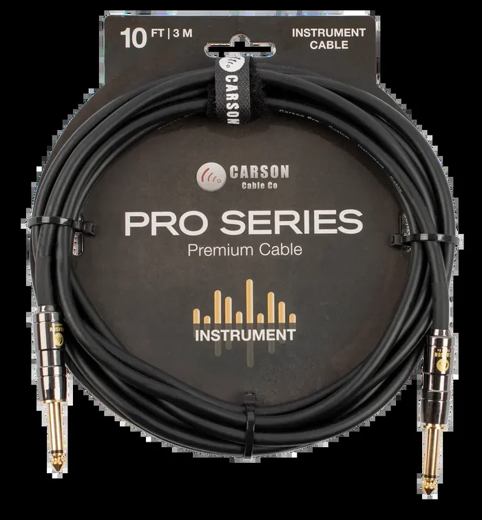 Carson Cable Co Pro 10ft Guitar Cable with Straight Jacks and Chrome Connectors