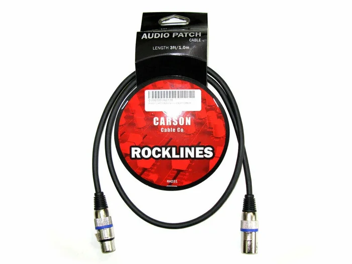 Carson Microphone Cable Professional Heavy Duty XLR(F) To XLR(M) 3 Foot Long