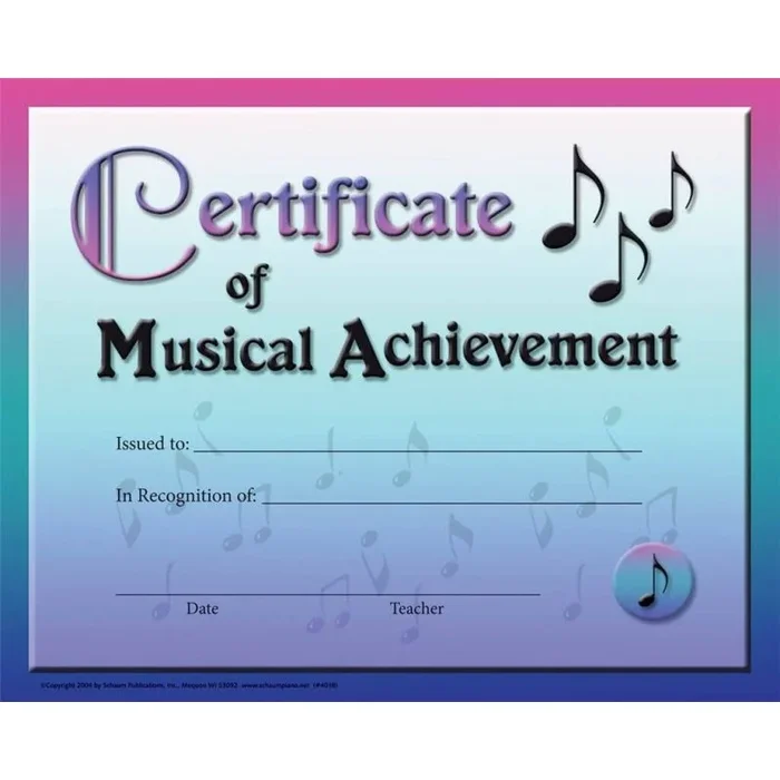 Certificate of Musical Achievement