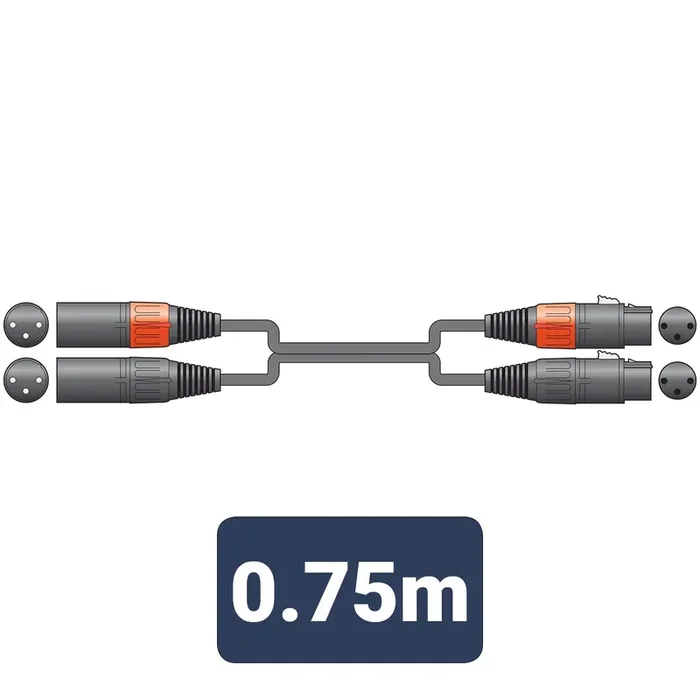 Citronic Classic Audio Leads 0.75m 2 x Male XLR – 2 x Female XLR