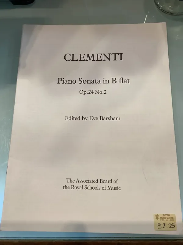 Clementi Piano Sonata in Bb Op.24 No.2 Edited by Eve Barsham (Single Sheet)