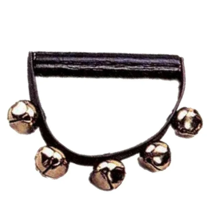 CPK PERCUSSION – 5 Bells On Blue Wooden Handle Kids Educational, Sleigh