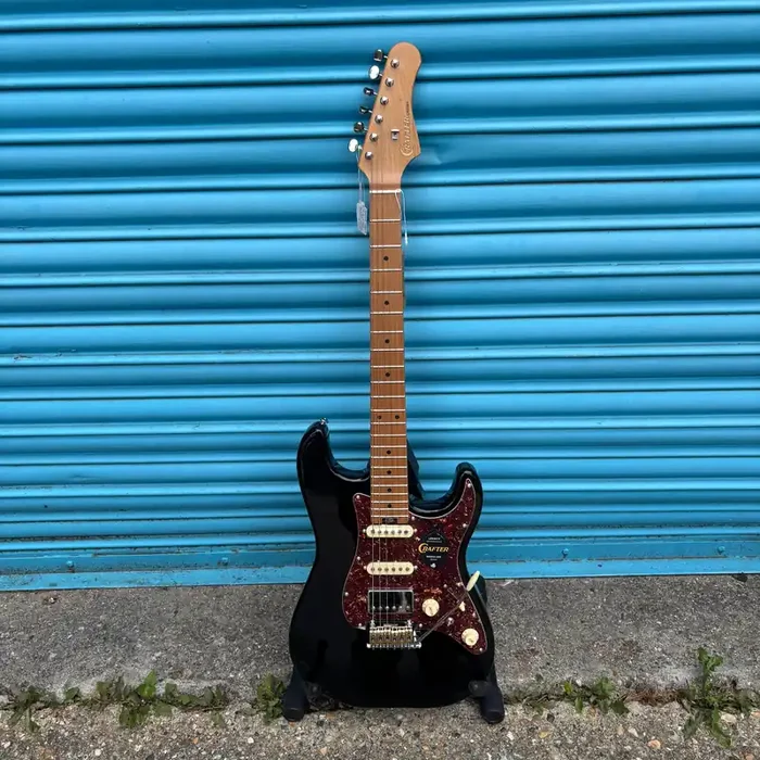 Crafter Crema HSS Electric Guitar – Cosmic Black with Maple Fingerboard