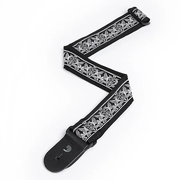 D’Addario 2 Inch Tubular Webbing w/ Grey Jaquard Design Guitar Strap