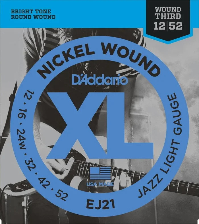 D’Addario EJ21 Nickel Wound Electric Guitar Strings, Jazz Light, 12-52