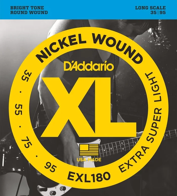 D’Addario EXL180 Nickel Wound Bass Guitar Strings, Extra Super Light, 35-95, Long Scale