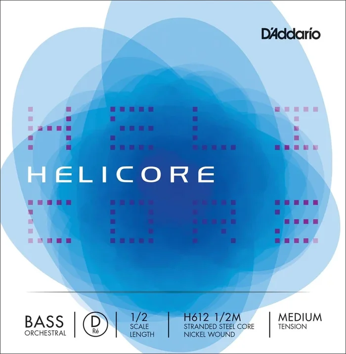 D’Addario Helicore Orchestral Bass Single D String, 1/2 Scale, Medium Tension