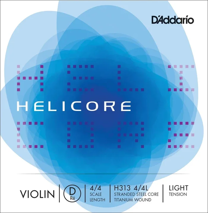 D’Addario Helicore Violin Single D String, 4/4 Scale, Light Tension
