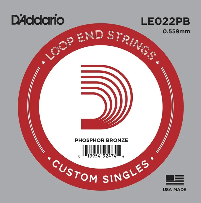 D’Addario LE022PB Phosphor Bronze Loop End Single String, .022