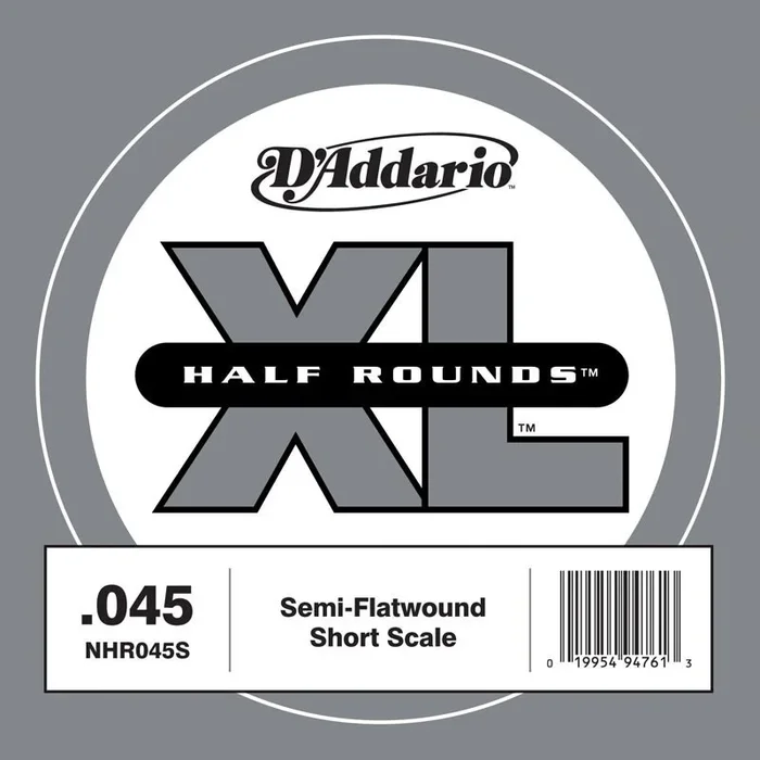 D’Addario NHR045S Half Round Bass Guitar Single String, Short Scale, .045