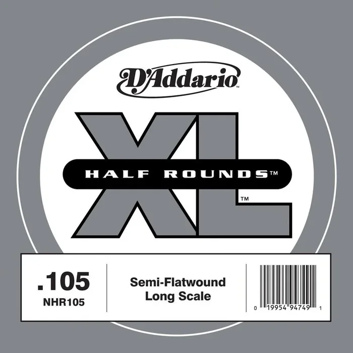 D’Addario NHR105 Half Round Bass Guitar Single String, Long Scale, .105