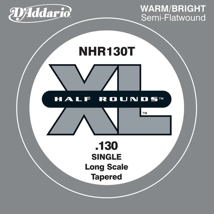 D’Addario NHR130T Half Round Bass Guitar Single String, Long Scale .130, Tapered