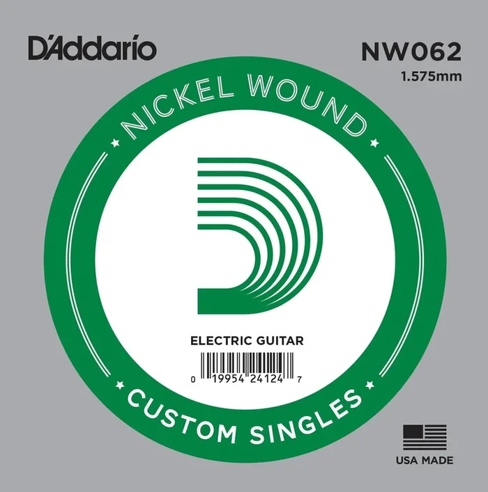 D’Addario NW062 Nickel Wound Electric Guitar Single String, .062