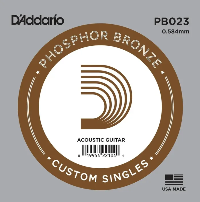 D’Addario PB023 Phosphor Bronze Wound Acoustic Guitar Single String, .023